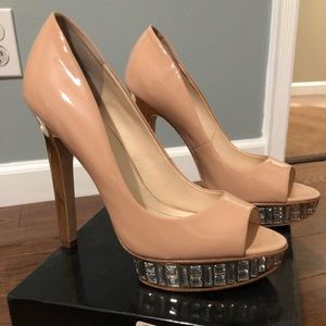 Boutique 9 crystal shoes nude prom pageant sexy